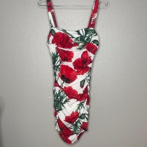 Dolce & Gabbana Red Floral Mini Dress